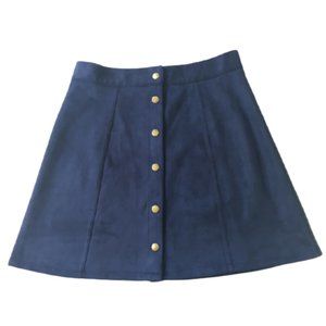 Persun Faux Suede A-line Mini Skirt Blue S